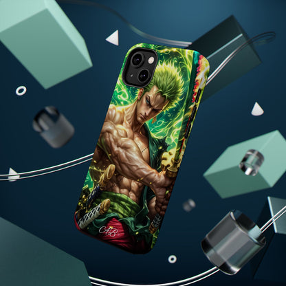 Magnetic Impact-Resistant Phone Case — Green-Sword Warrior Anime Art
