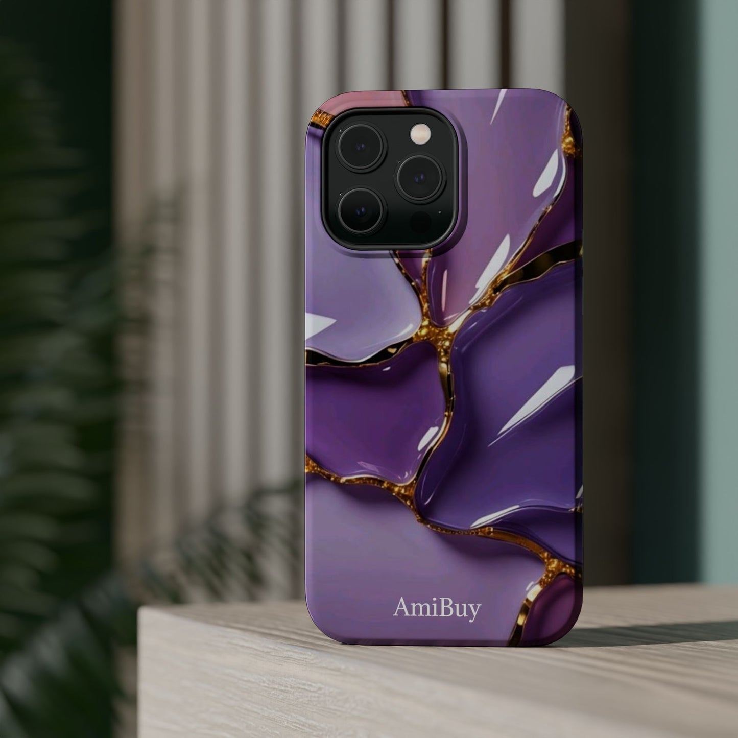 Purple Gold Marble Magnetic Impact-Resistant Phone Case