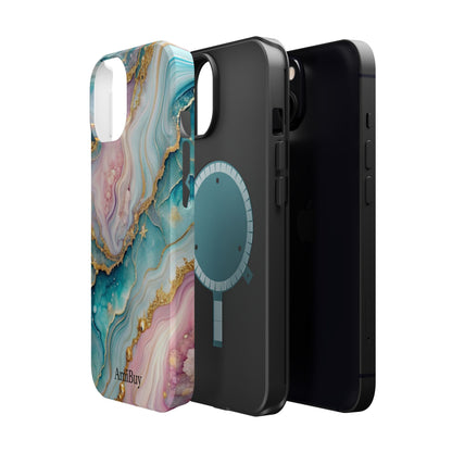Marbled Aqua & Rose Gold Magnetic Impact Phone Case