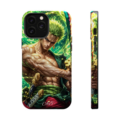 Magnetic Impact-Resistant Phone Case — Green-Sword Warrior Anime Art