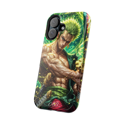 Magnetic Impact-Resistant Phone Case — Green-Sword Warrior Anime Art