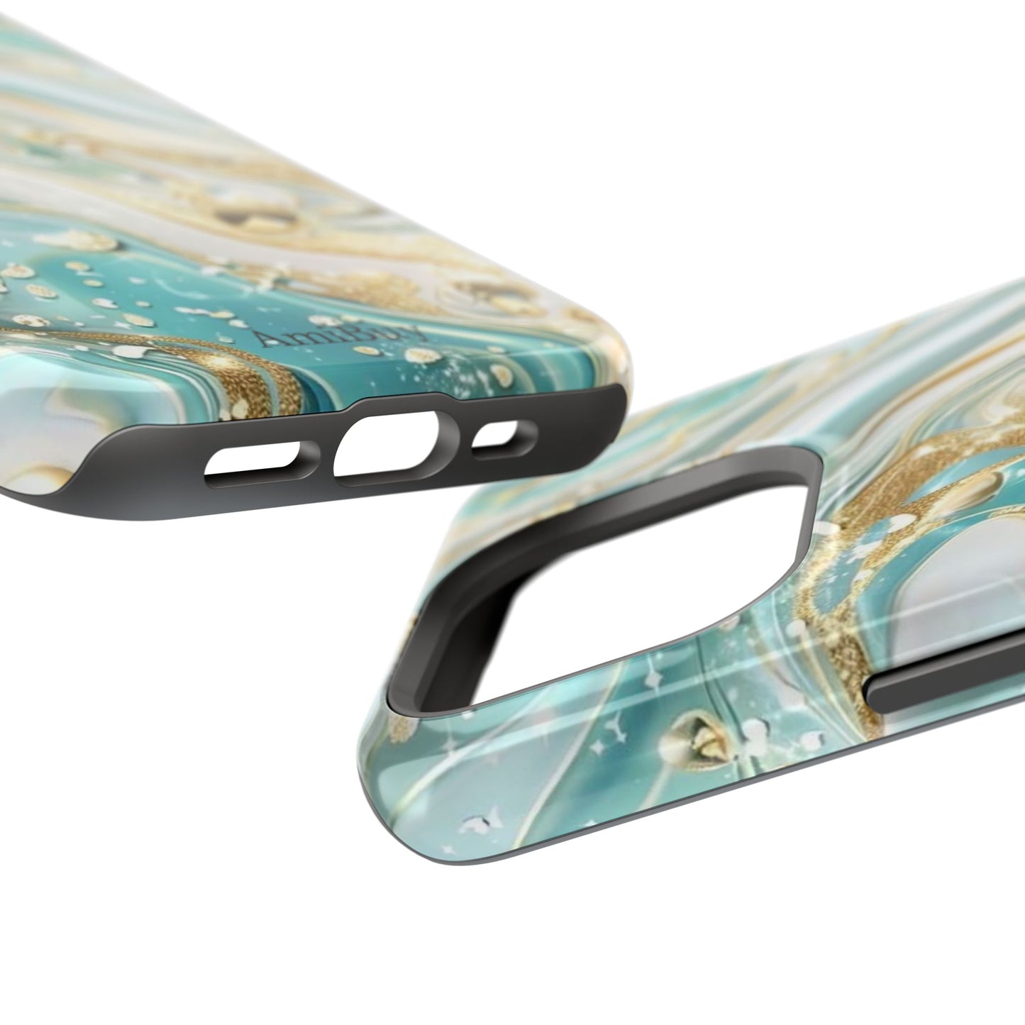 Marbled Teal & Gold Magnetic Impact-Resistant Phone Case