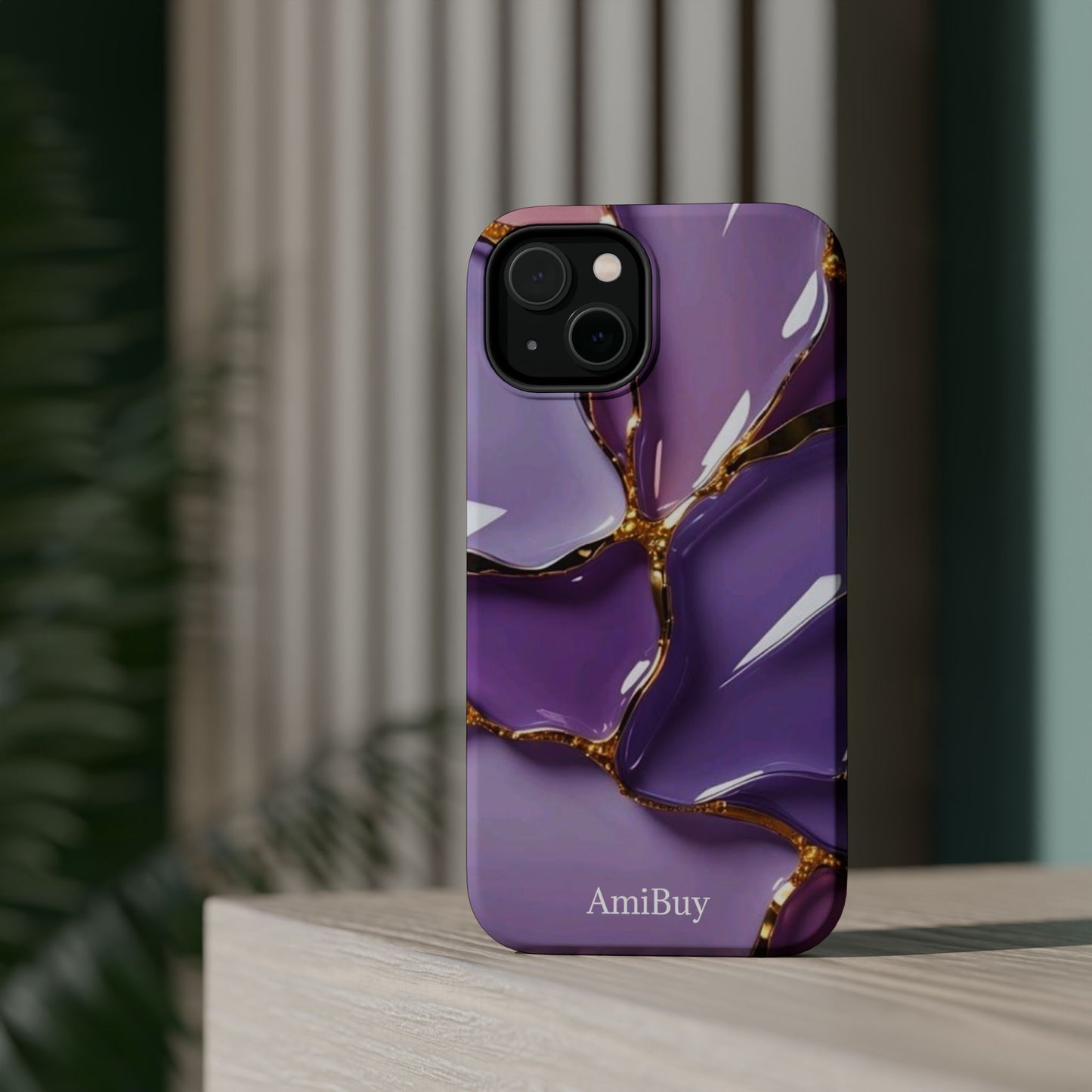 Purple Gold Marble Magnetic Impact-Resistant Phone Case