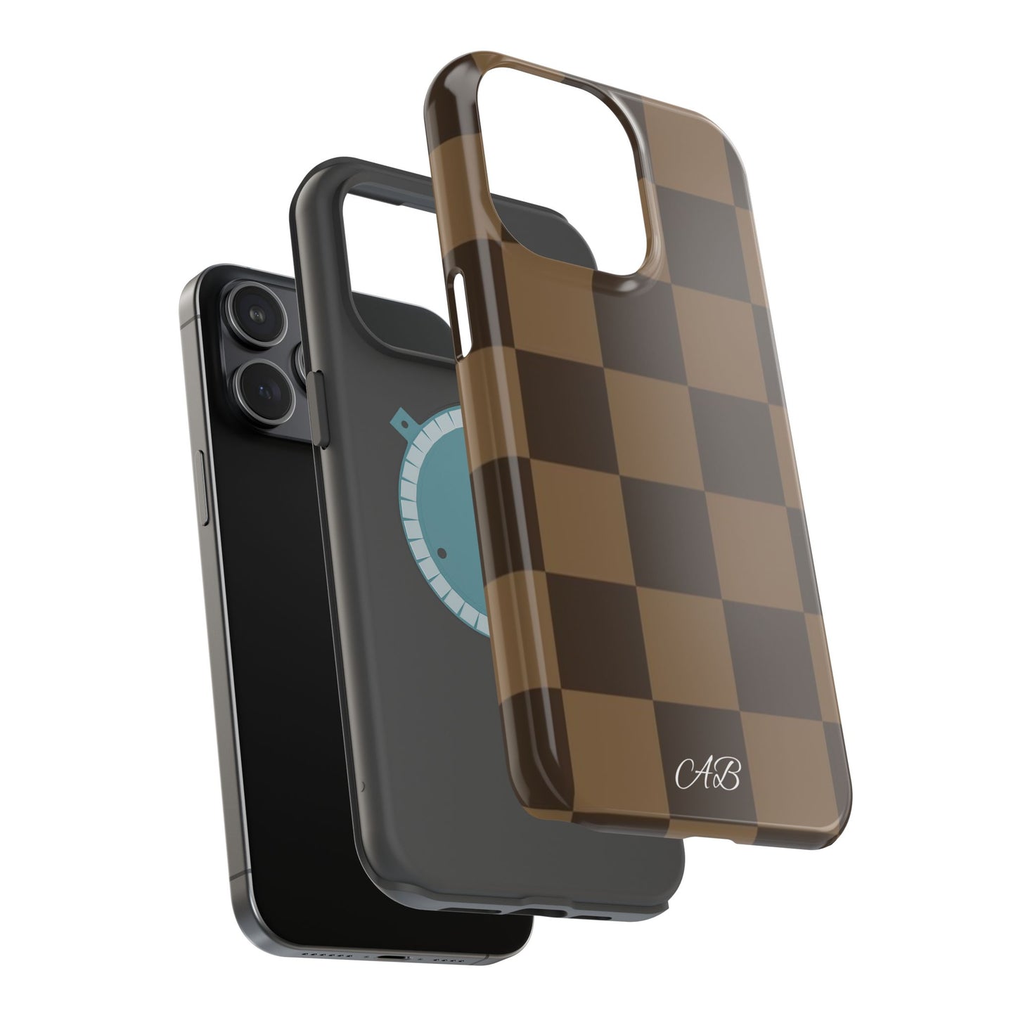 Brown Checkered Magnetic Impact-Resistant Phone Case