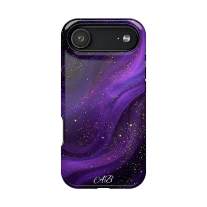 Purple Galaxy Magnetic Impact Phone Case — Shockproof Cosmic Swirl Design