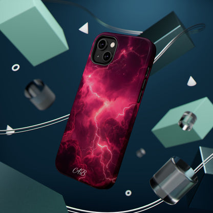 Magenta Lightning Phone Case — Magnetic Impact-Resistant iPhone Cover