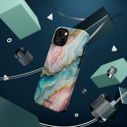 Marbled Aqua & Rose Gold Magnetic Impact Phone Case