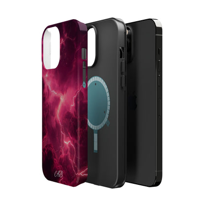 Magenta Lightning Phone Case — Magnetic Impact-Resistant iPhone Cover