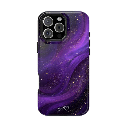Purple Galaxy Magnetic Impact Phone Case — Shockproof Cosmic Swirl Design