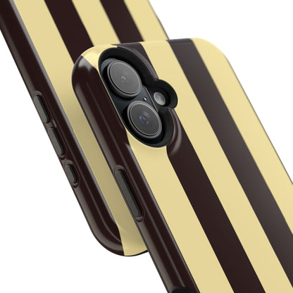 Striped Magnetic Impact-Resistant Phone Case — Brown & Cream Vertical Stripes