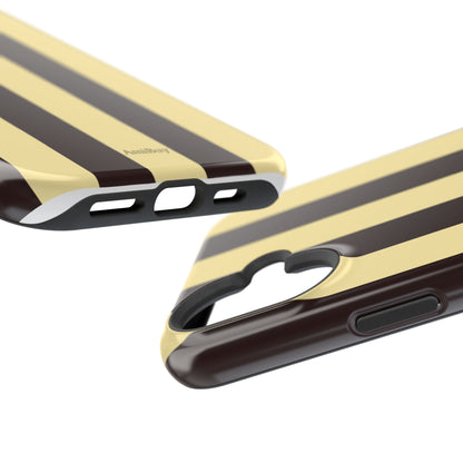 Striped Magnetic Impact-Resistant Phone Case — Brown & Cream Vertical Stripes