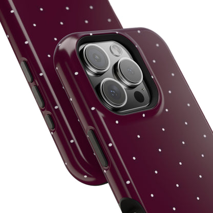 Magnetic Impact-Resistant Phone Case — Burgundy Microdot Protective Cover