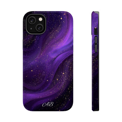 Purple Galaxy Magnetic Impact Phone Case — Shockproof Cosmic Swirl Design