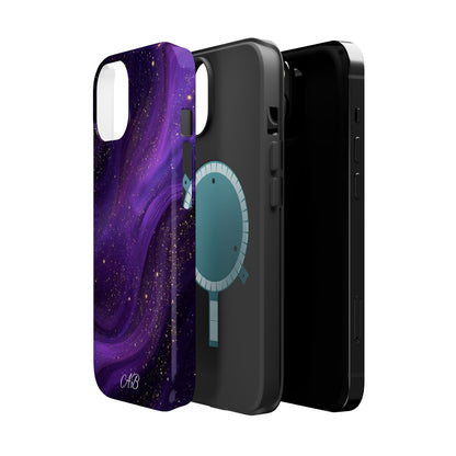 Purple Galaxy Magnetic Impact Phone Case — Shockproof Cosmic Swirl Design