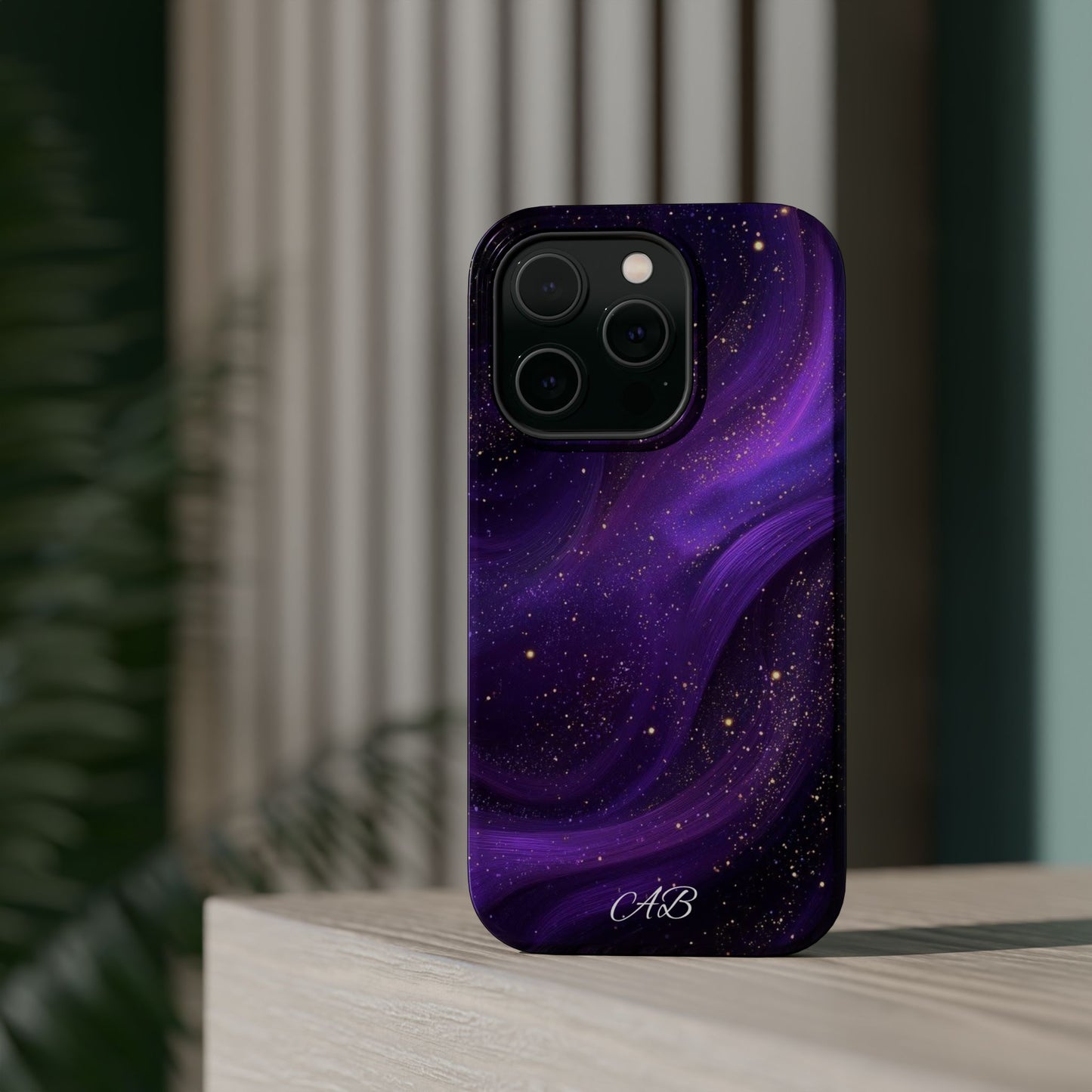Purple Galaxy Magnetic Impact Phone Case — Shockproof Cosmic Swirl Design