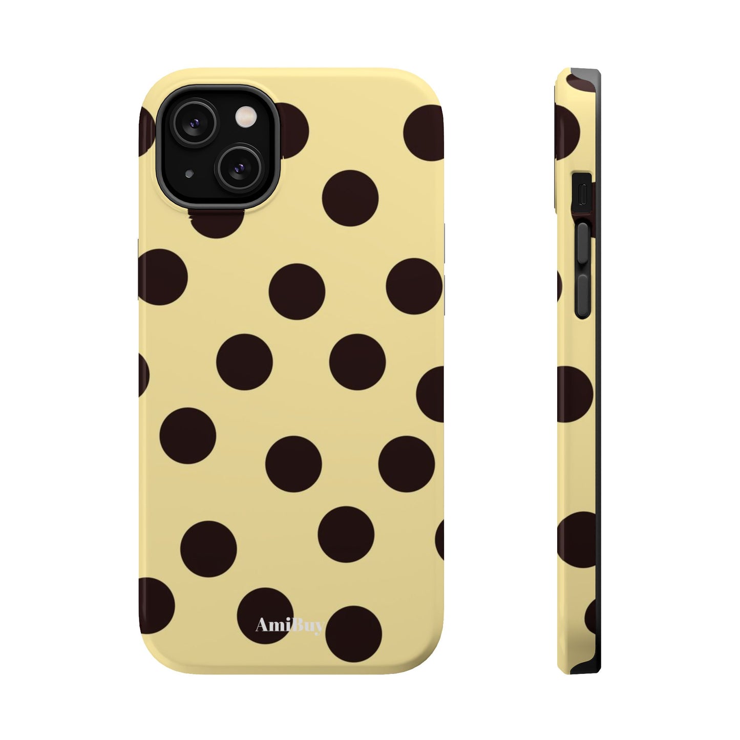 Polka Dot Magnetic Impact Phone Case — Yellow & Black Protective Cover