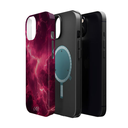 Magenta Lightning Phone Case — Magnetic Impact-Resistant iPhone Cover