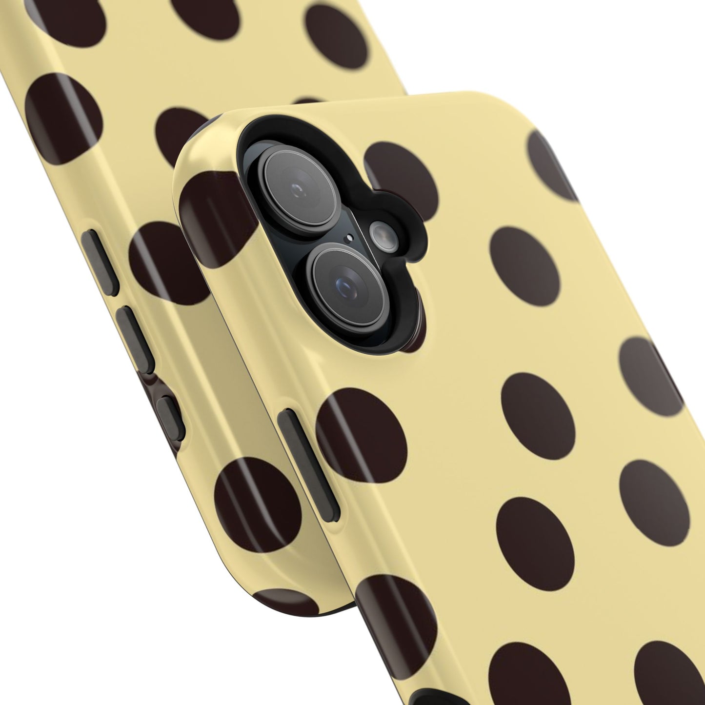 Polka Dot Magnetic Impact Phone Case — Yellow & Black Protective Cover