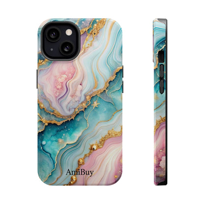 Marbled Aqua & Rose Gold Magnetic Impact Phone Case