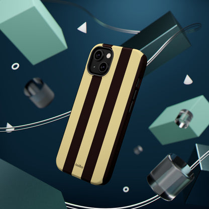 Striped Magnetic Impact-Resistant Phone Case — Brown & Cream Vertical Stripes