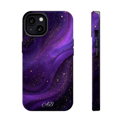 Purple Galaxy Magnetic Impact Phone Case — Shockproof Cosmic Swirl Design