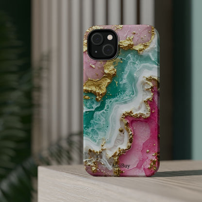 Marbled Pink & Teal Geode Magnetic Impact Phone Case
