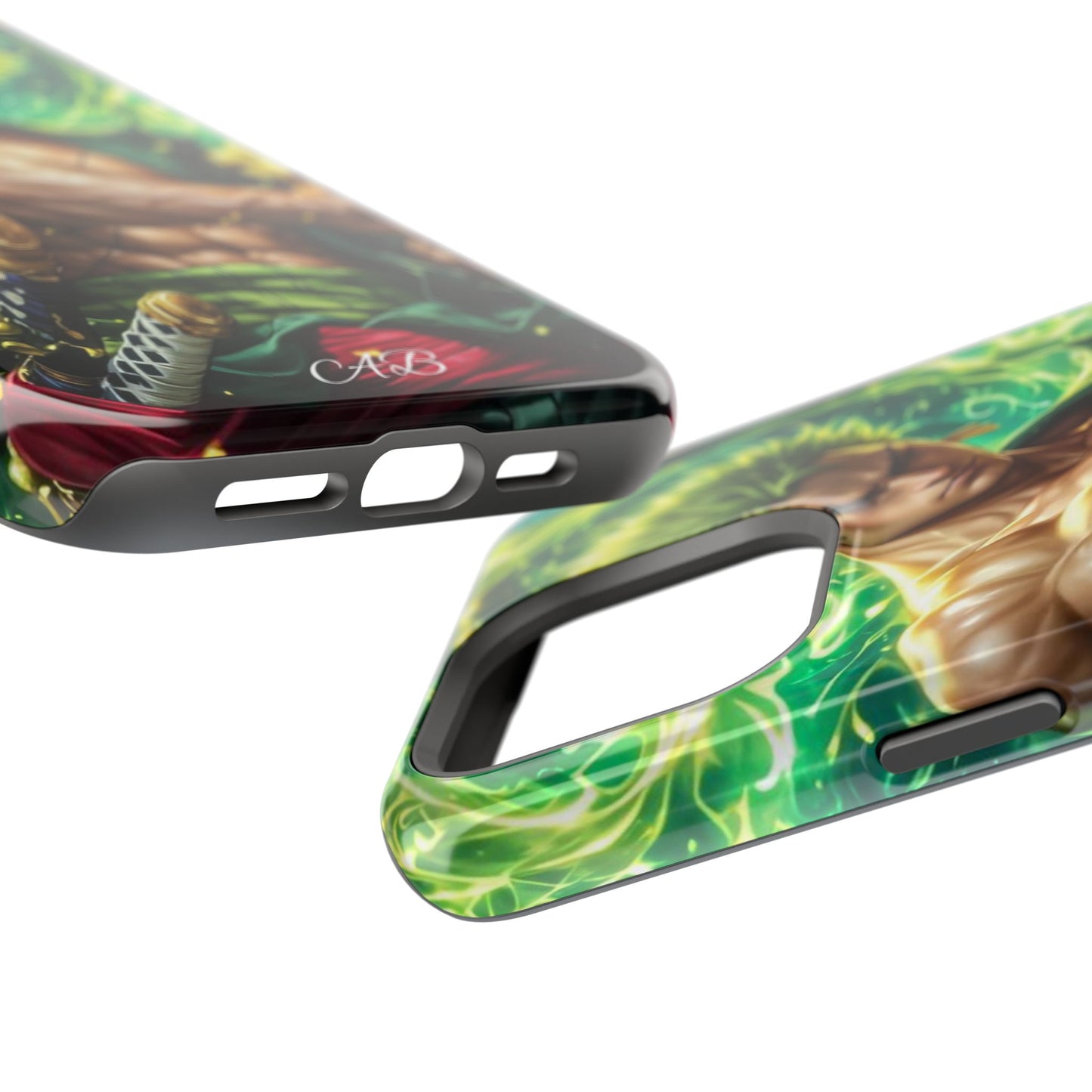 Magnetic Impact-Resistant Phone Case — Green-Sword Warrior Anime Art