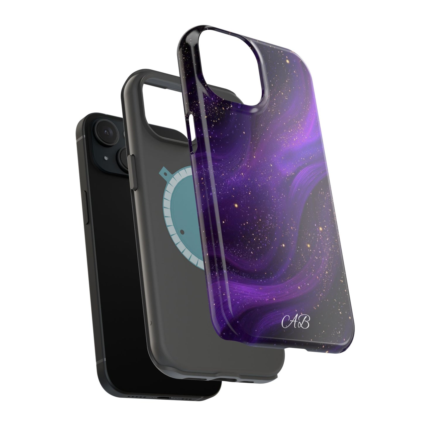 Purple Galaxy Magnetic Impact Phone Case — Shockproof Cosmic Swirl Design