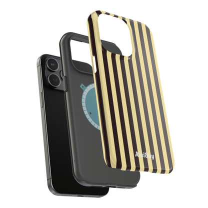 Striped Retro Phone Case — Magnetic Impact-Resistant