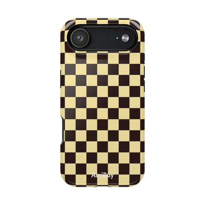 Checkerboard Magnetic Impact Case — Retro Black & Cream Phone Cover