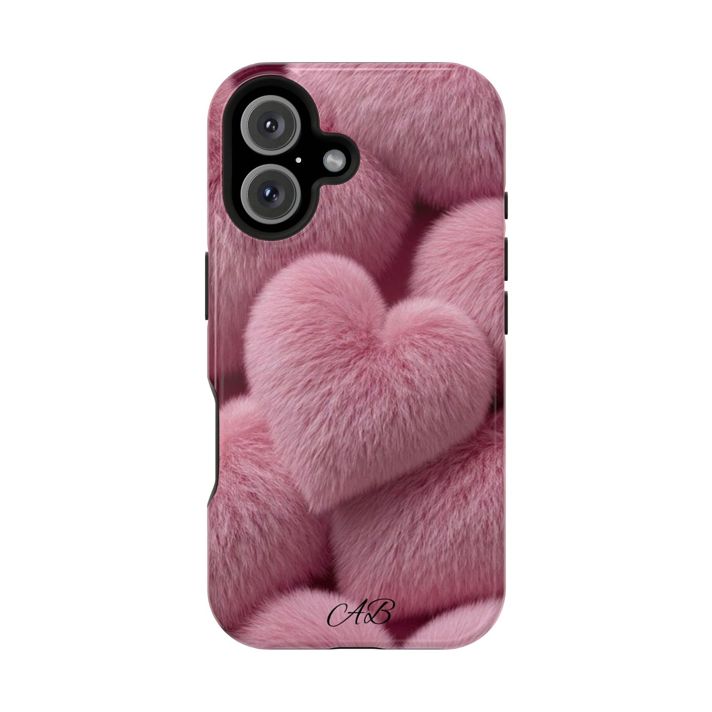 Pink Fuzzy Heart Phone Case — Magnetic Impact-Resistant
