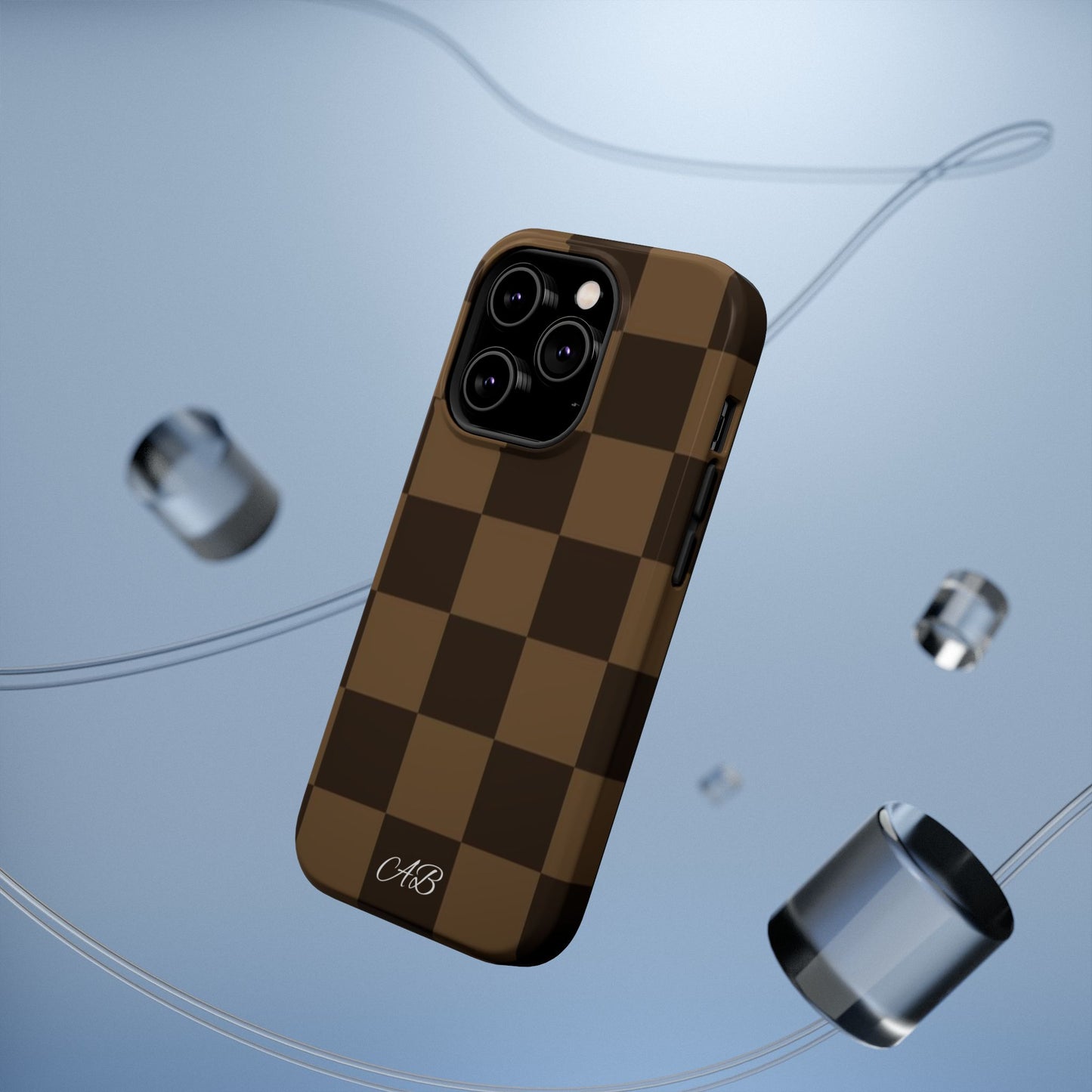 Brown Checkered Magnetic Impact-Resistant Phone Case