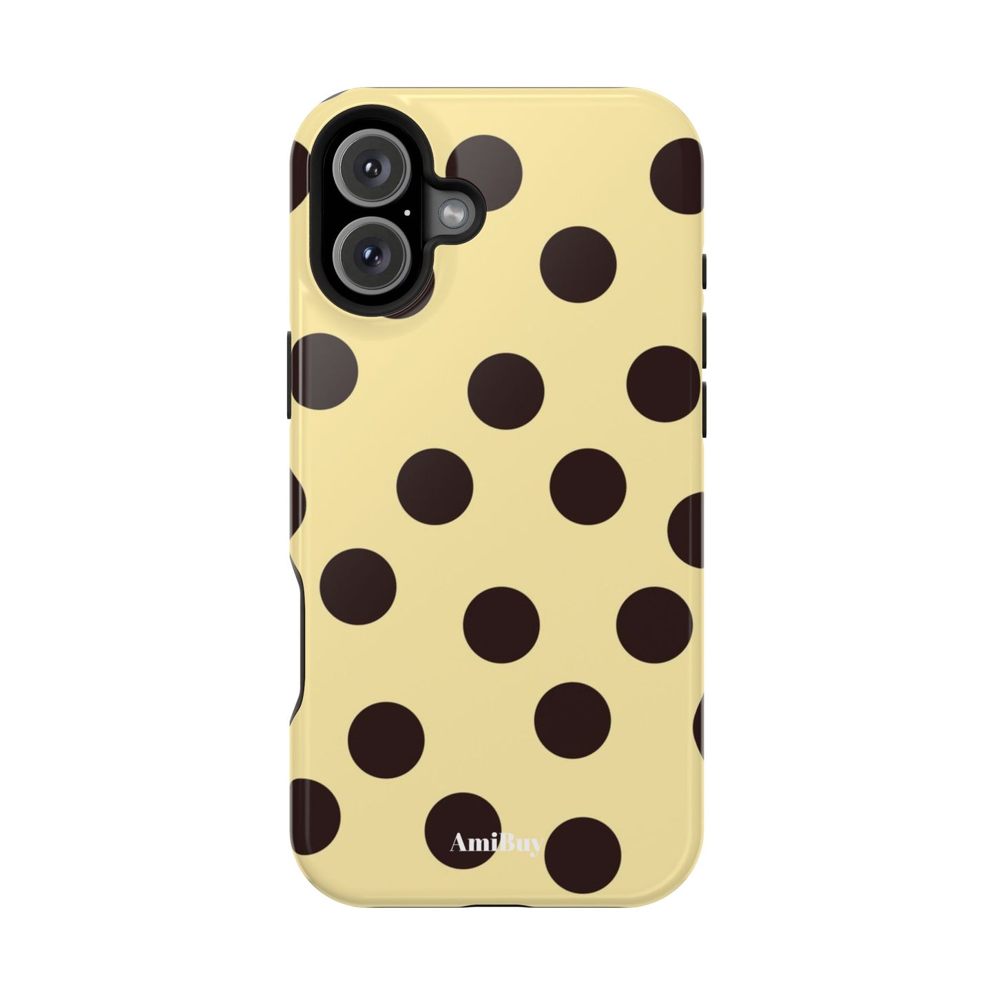 Polka Dot Magnetic Impact Phone Case — Yellow & Black Protective Cover