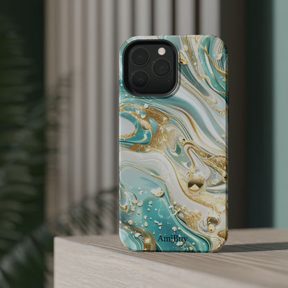 Marbled Teal & Gold Magnetic Impact-Resistant Phone Case