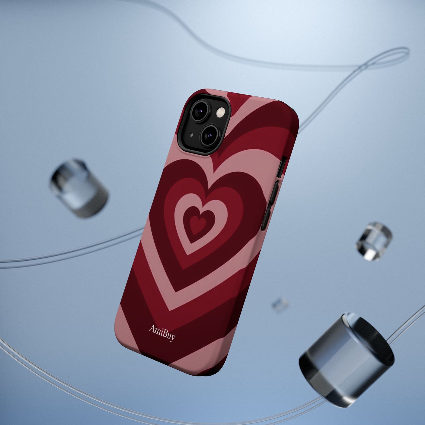 Magnetic Impact-Resistant Phone Case — Retro Layered Heart Design