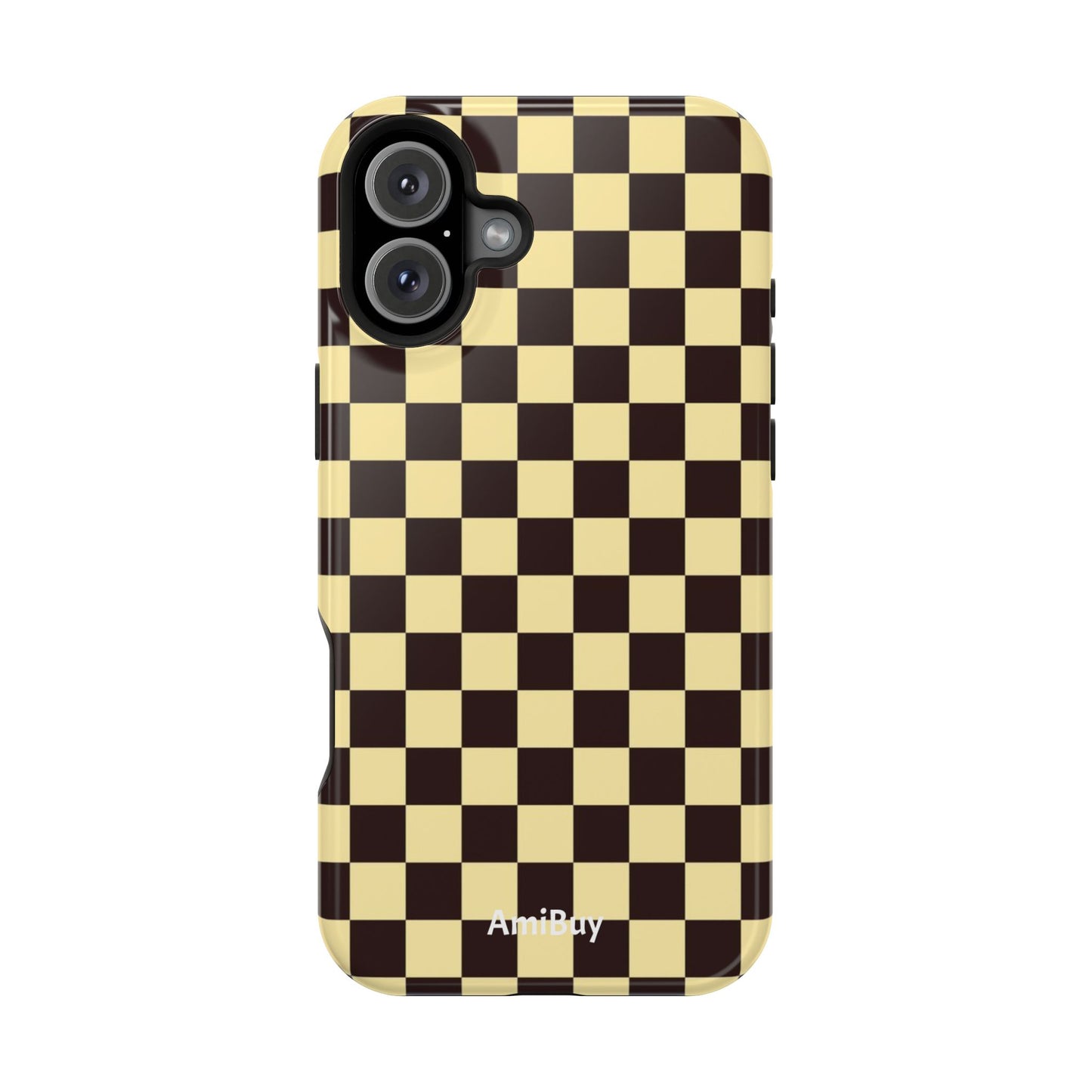 Checkerboard Magnetic Impact Case — Retro Black & Cream Phone Cover