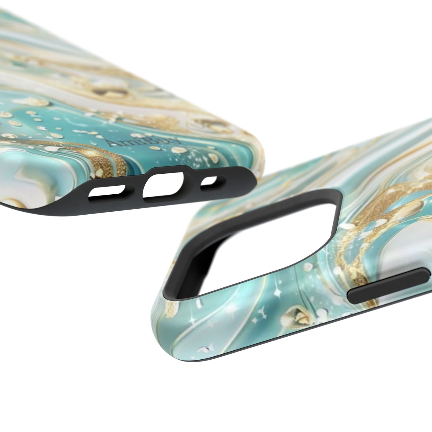 Marbled Teal & Gold Magnetic Impact-Resistant Phone Case