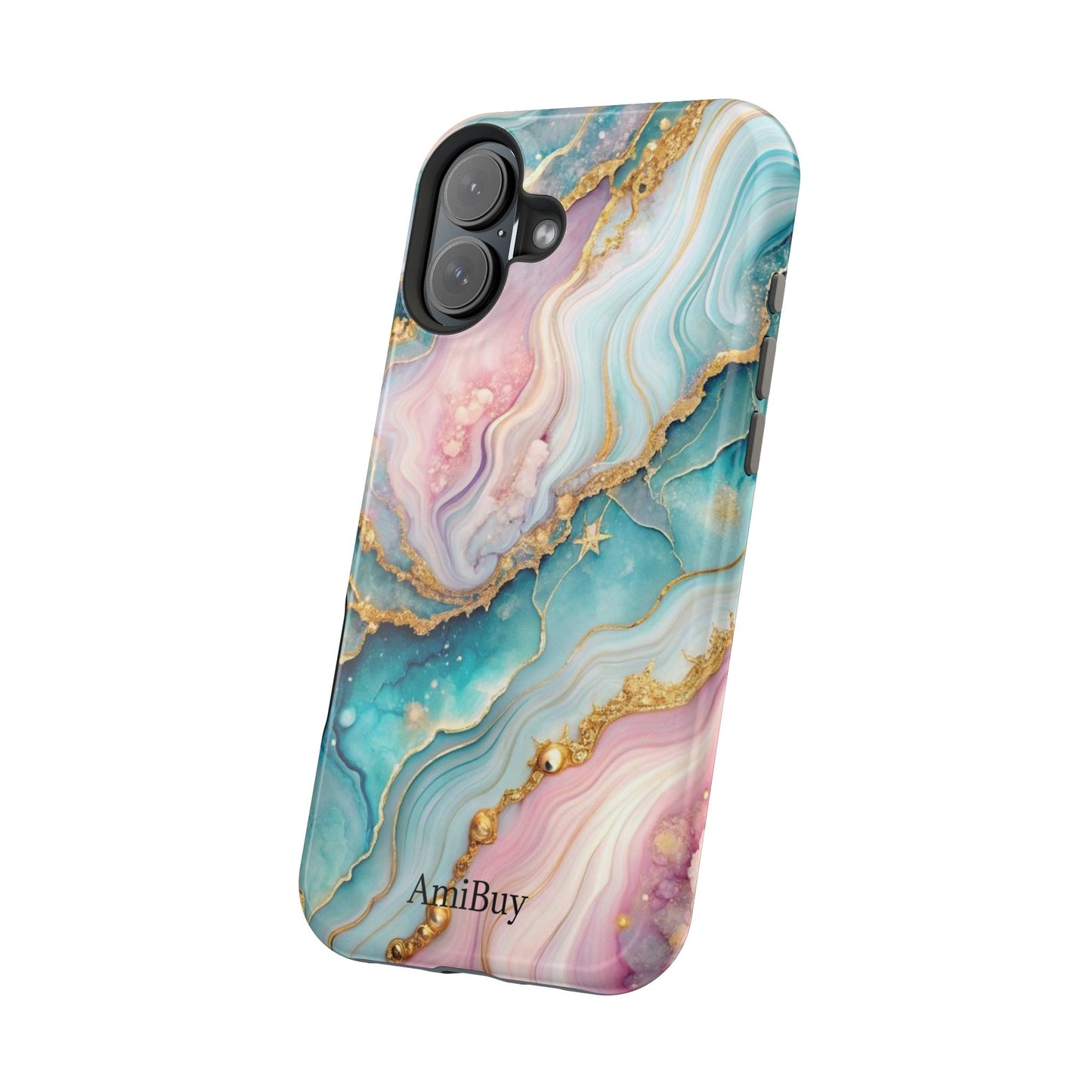 Marbled Aqua & Rose Gold Magnetic Impact Phone Case