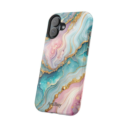 Marbled Aqua & Rose Gold Magnetic Impact Phone Case