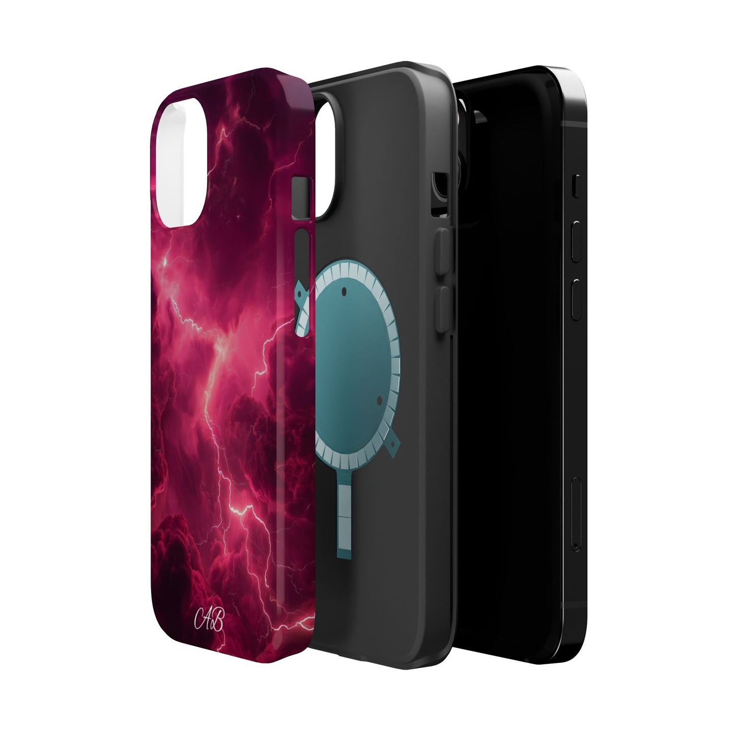 Magenta Lightning Phone Case — Magnetic Impact-Resistant iPhone Cover