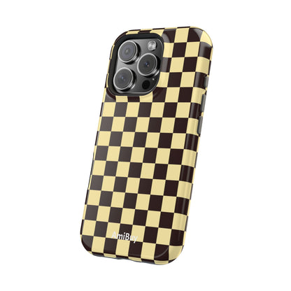 Checkerboard Magnetic Impact Case — Retro Black & Cream Phone Cover
