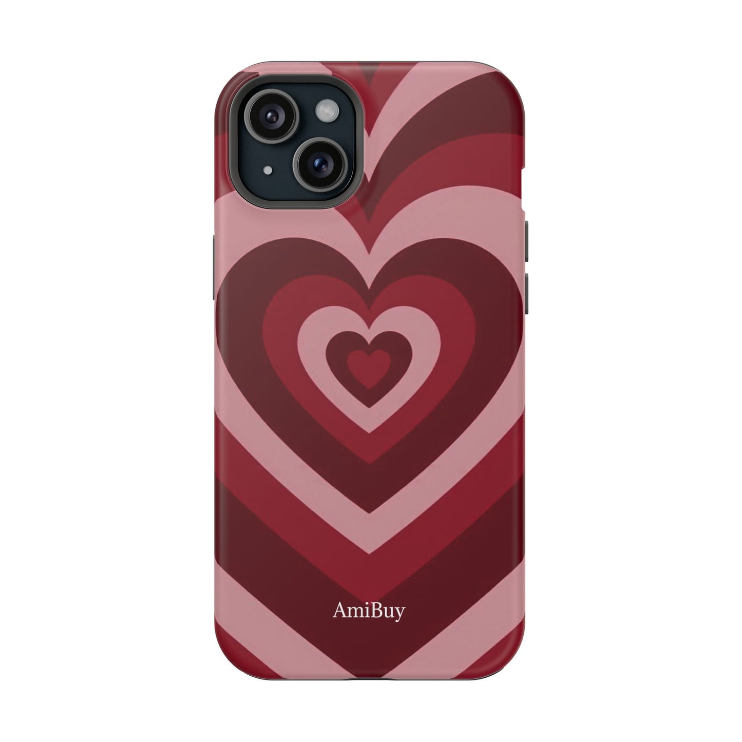 Magnetic Impact-Resistant Phone Case — Retro Layered Heart Design