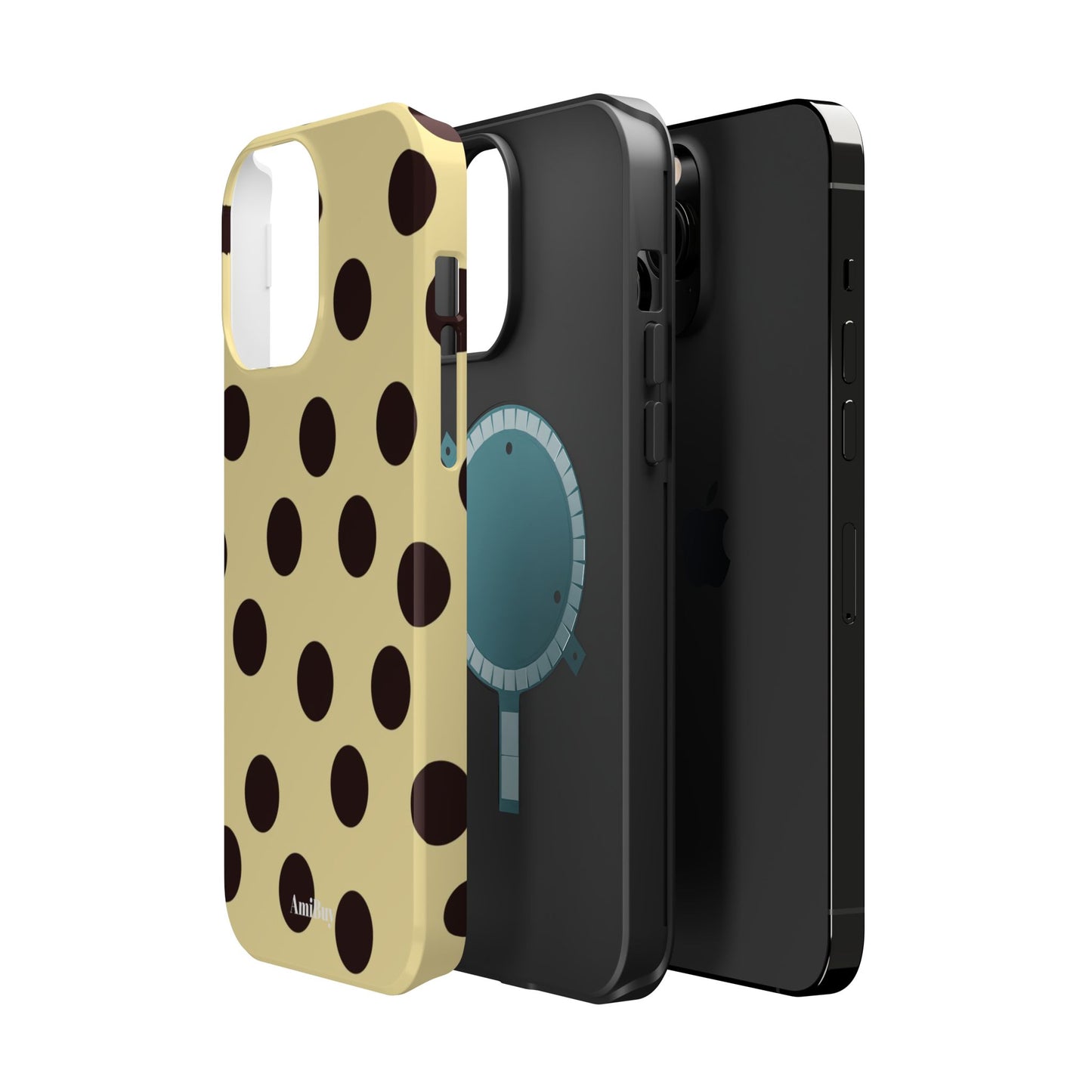 Polka Dot Magnetic Impact Phone Case — Yellow & Black Protective Cover