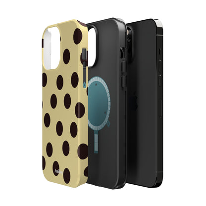 Polka Dot Magnetic Impact Phone Case — Yellow & Black Protective Cover