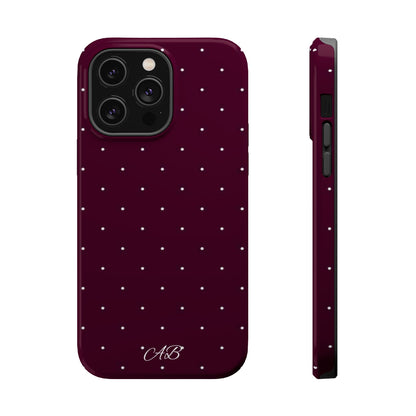 Magnetic Impact-Resistant Phone Case — Burgundy Microdot Protective Cover