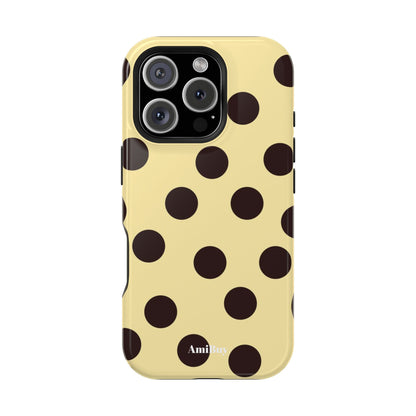 Polka Dot Magnetic Impact Phone Case — Yellow & Black Protective Cover