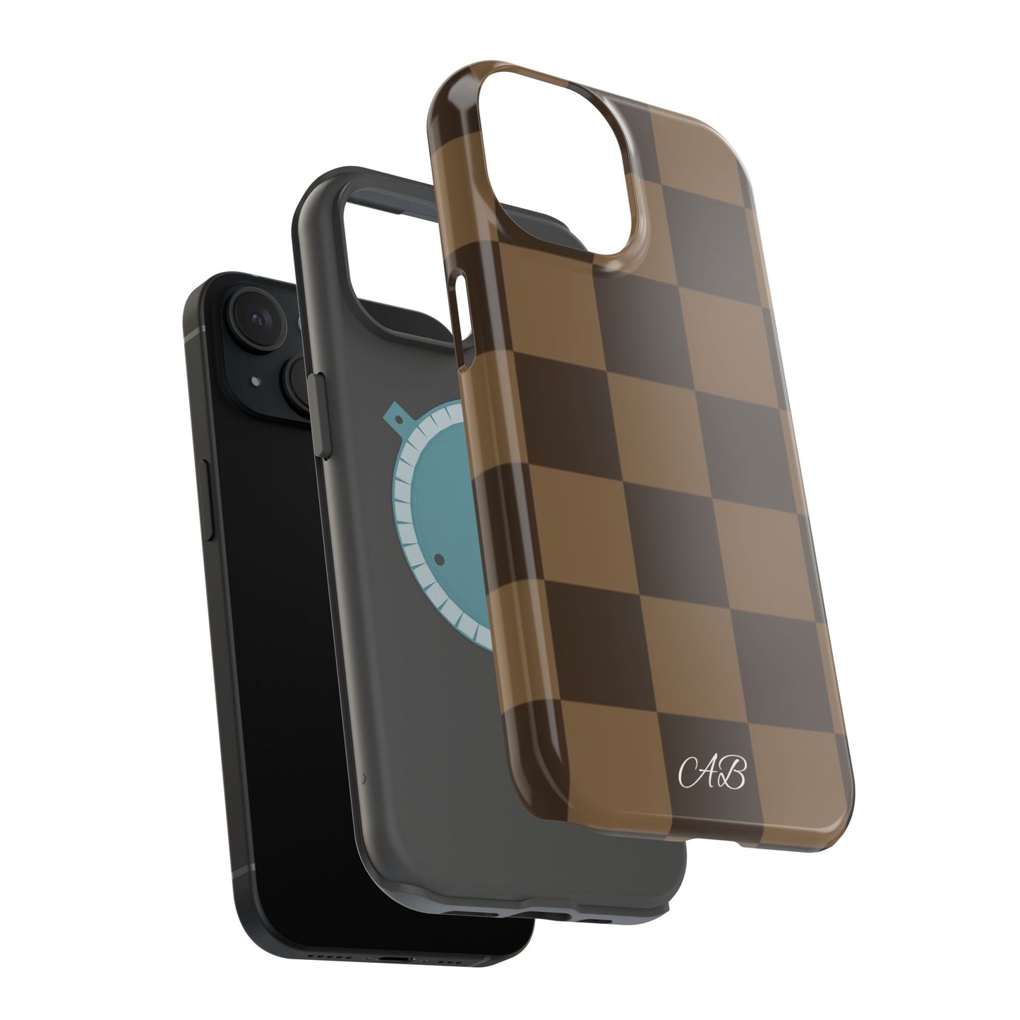 Brown Checkered Magnetic Impact-Resistant Phone Case
