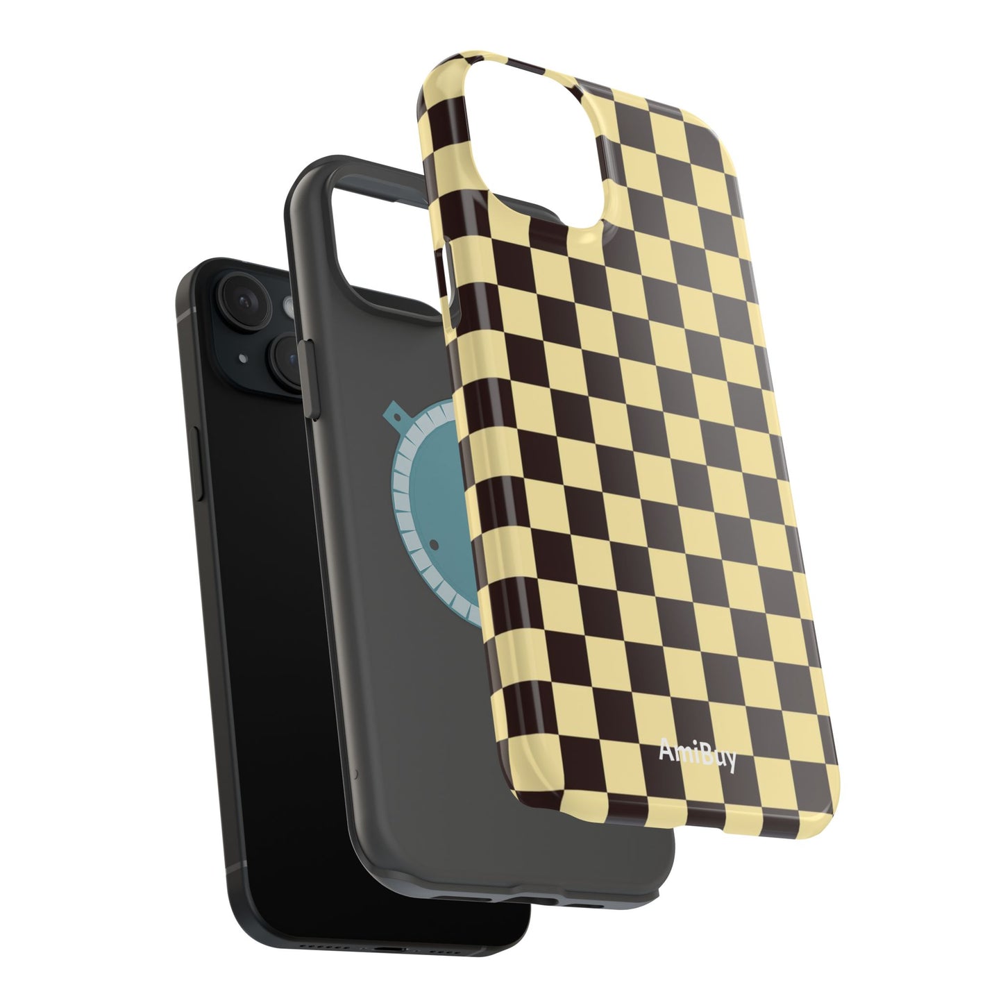 Checkerboard Magnetic Impact Case — Retro Black & Cream Phone Cover