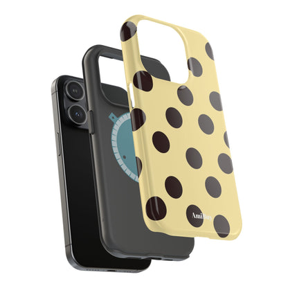 Polka Dot Magnetic Impact Phone Case — Yellow & Black Protective Cover