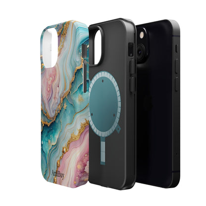 Marbled Aqua & Rose Gold Magnetic Impact Phone Case